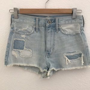 Abercrombie kids patched denim shorts